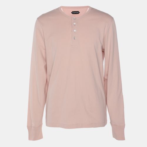 Cotton Knit Long Sleeve Henley T-Shirt XL - Tom Ford - Modalova