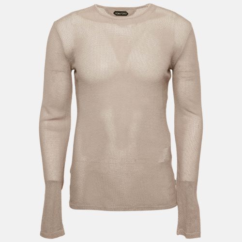 Patterned Cotton Knit Crew Neck Long Sleeve T-Shirt M - Tom Ford - Modalova