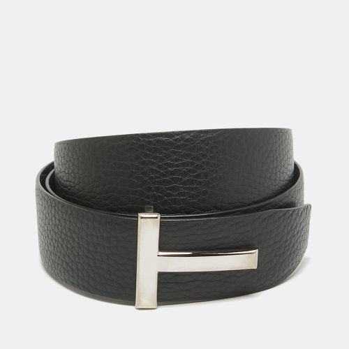 Navy Blue Leather T Icon Reversible Belt 110 CM - Tom Ford - Modalova