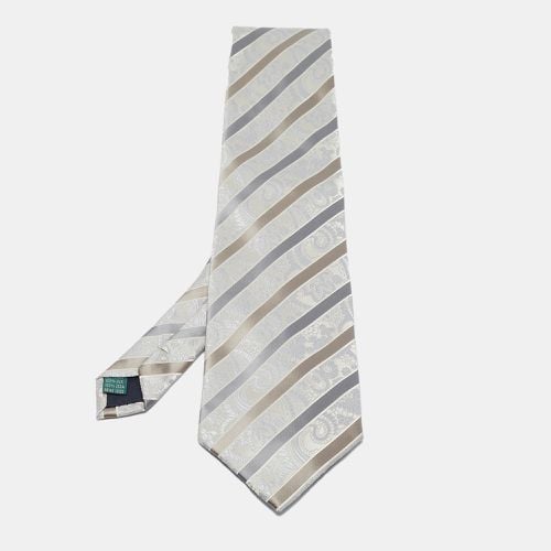 Vintage Striped Paisley Pattern Jacquard Silk Tie - Valentino - Modalova