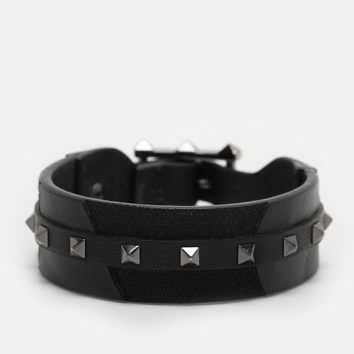 Leather and Canvas Rockstud Bracelet - Valentino - Modalova