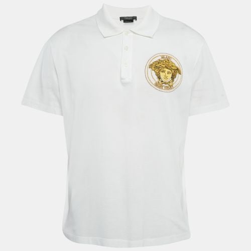 Medusa Embroidery Pique Cotton Polo T-Shirt XXXL - Versace - Modalova