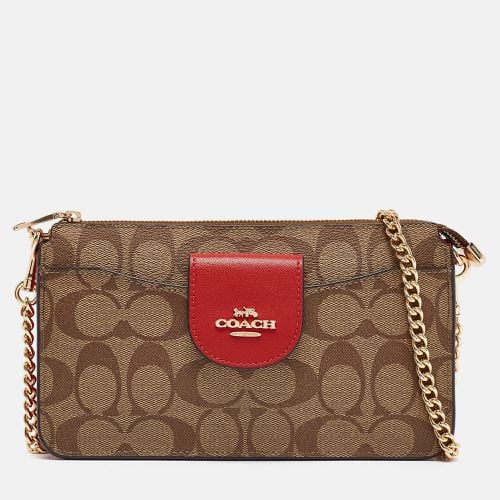 Red Signature Coated Canvas and Leather Poppy Crossbody Clutch Bag - Coach - Modalova