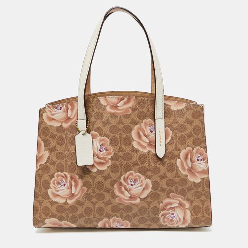 White Signature Floral Coated Canvas and Leather Charlie Carryall Tote - Coach - Modalova