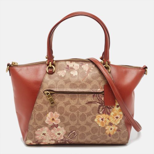 Brown Signature Coated Canvas and Leather Floral Prairie Satchel - Coach - Modalova