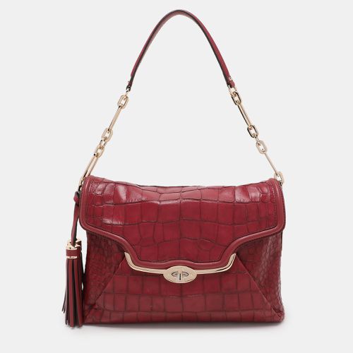 Croc Embossed Leather Shoulder Bag - Coach - Modalova