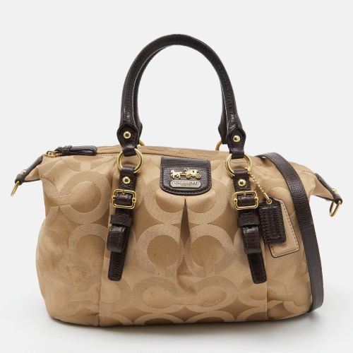 Brown Signature Canvas and Lizard Embossed Leather Madison Juliette Satchel - Coach - Modalova