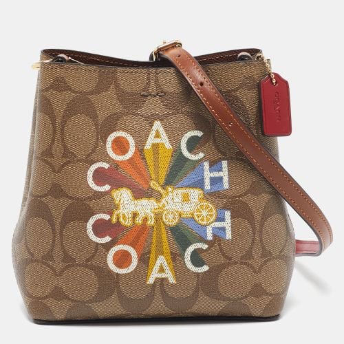 Signature Coated Canvas and Leather Mini Radial Rainbow Town Bucket Bag - Coach - Modalova