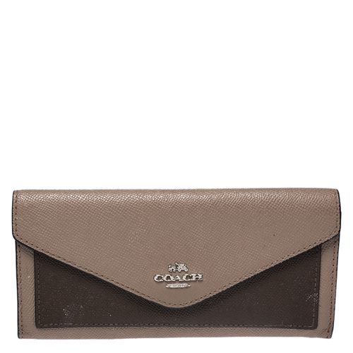 Olive Green Leather Colorblock Continental Wallet - Coach - Modalova