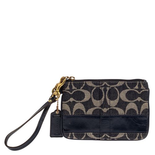 Signature Canvas and Patent Leather Wristlet Clutch - Coach - Modalova