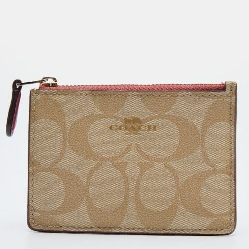 Pink Signature Coated Canvas and Leather Zip Card Holder - Coach - Modalova