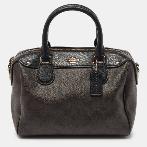 Black/ Signature Coated Canvas and Leather Mini Bennett Satchel - Coach - Modalova