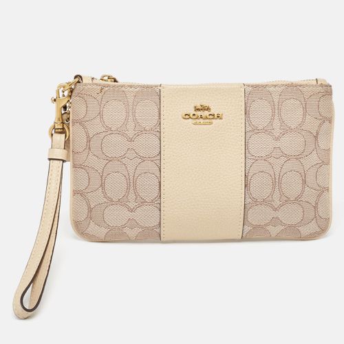 Signature canvas and Leather Wristlet Zip Pouch - Coach - Modalova