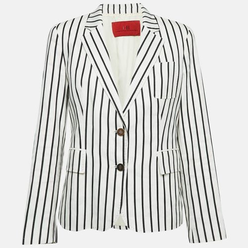 CH /Black Stripe Linen Blend Blazer L - Carolina Herrera - Modalova