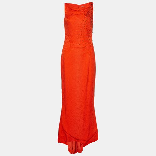 Crinkled Silk Embellished Maxi Dress S - Carolina Herrera - Modalova