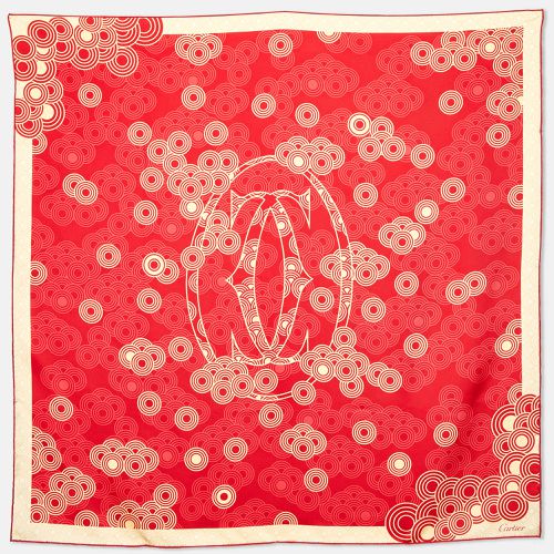 Yellow Circle Print Silk Square Scarf - Cartier - Modalova