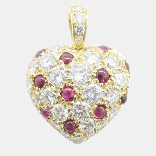 K Gold Diamond Ruby Heart Pendant Red Metal - Cartier - Modalova