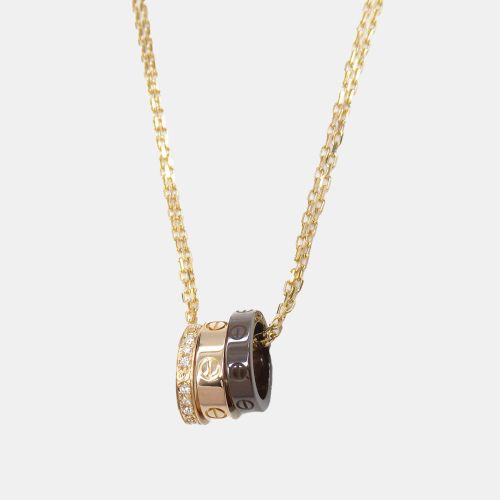 Ceramic 18K Gold Diamond Love Three Hoop Necklace - Cartier - Modalova