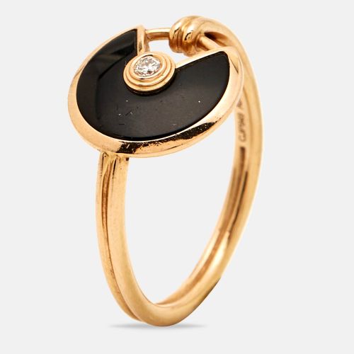Amulette De Onyx Diamond 18k Rose Ring Size 51 - Cartier - Modalova