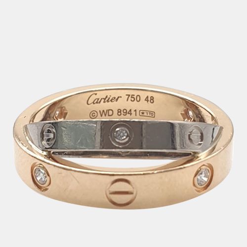 K Gold, Rose Gold and Diamond Half Love Band Ring EU 48 - Cartier - Modalova