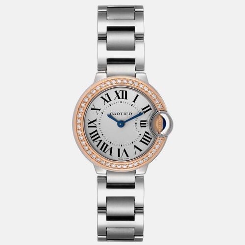 Ballon Bleu Steel Rose Gold Diamond Ladies Watch 28 mm - Cartier - Modalova