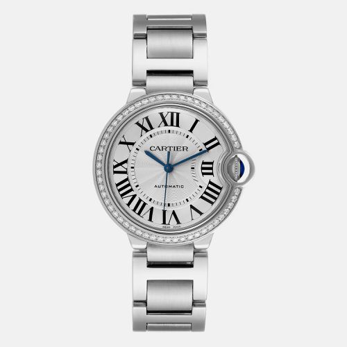 Ballon Bleu 33mm Steel Diamond Bezel Ladies Watch W4BB0023 - Cartier - Modalova