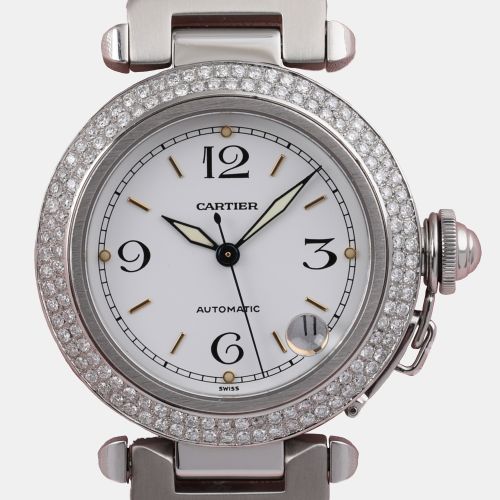 Customised Diamond Stainless Steel Pasha 2324 Automatic Women's Wristwatch 35mm - Cartier - Modalova