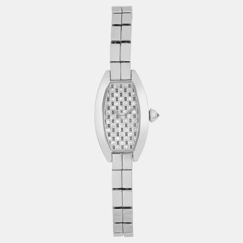 Lanieres Tonneau WJ2002W3 Quartz Diamond Dial 18K White Gold Women's Wristwatch 16 mm - Cartier - Modalova