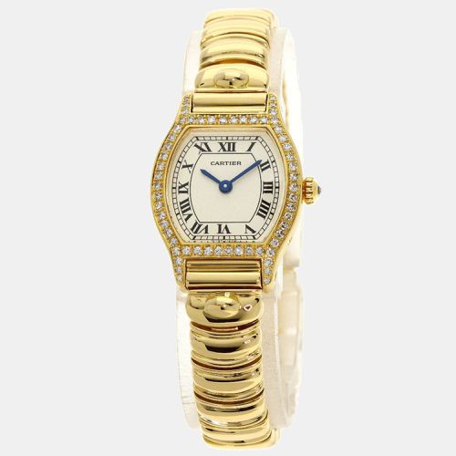 Diamonds 18K Yellow Gold Tortue Women's Wristwatch 20.5 mm - Cartier - Modalova