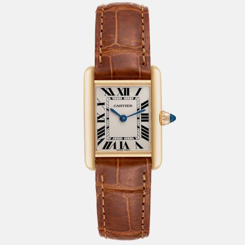 Tank Louis Small Yellow Gold Brown Strap Ladies Watch 22 mm - Cartier - Modalova