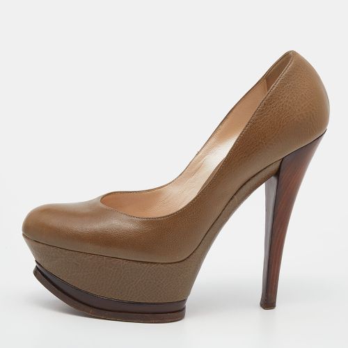 Khaki Leather Platform Pumps Size 37.5 - Casadei - Modalova