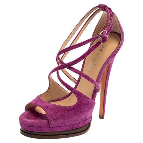 Suede Cross Strap Platform Sandals Size 36 - Casadei - Modalova