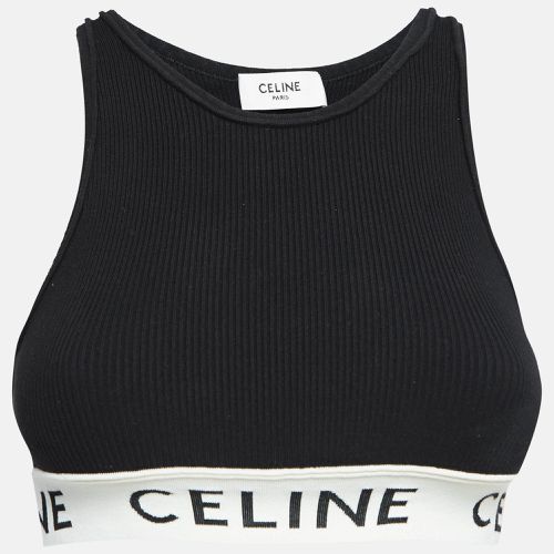 Rib Knit Logo Tape Detail Crop Tank Top S - Celine - Modalova