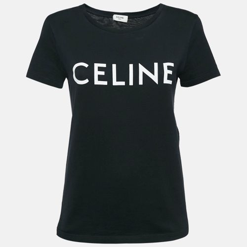 Logo Print Cotton Crew Neck T-Shirt S - Celine - Modalova