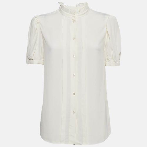 Off- Silk Blend Ruffled Blouse M - Celine - Modalova