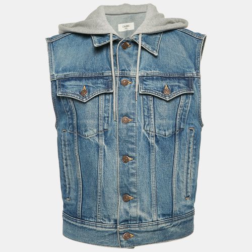 Logo Print Denim Hooded Sleeveless Jacket XS - Celine - Modalova