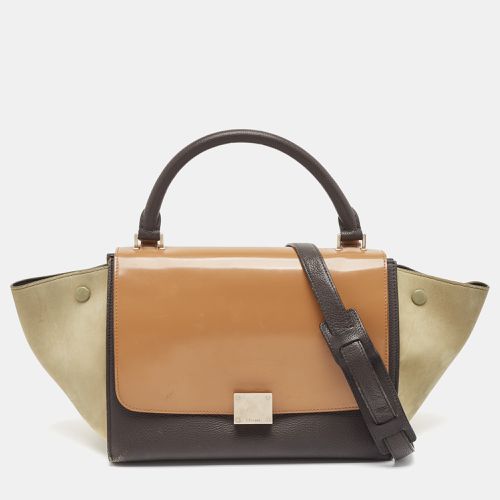 Nubuck, Patent and Leather Small Trapeze Top Handle Bag - Celine - Modalova