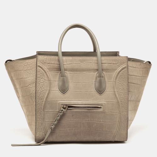 Croc Embossed Nubuck Leather Medium Phantom Luggage Tote - Celine - Modalova