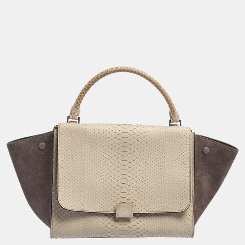 Two Tone Python and Suede Medium Trapeze Top Handle Bag - Celine - Modalova