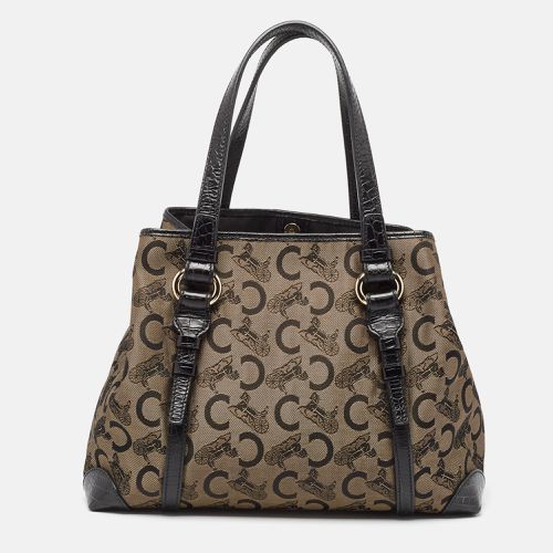 Brown Macadam Fabric and Croc Embossed Leather Tote - Celine - Modalova