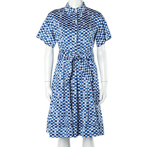 Logo Grid Print Cotton Belted Dress S - CH Carolina Herrera - Modalova