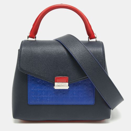 Two Tone Blue Monogram Leather Top Handle Bag - CH Carolina Herrera - Modalova