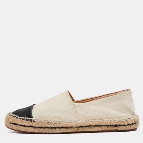 Carolina Herrera Off White/Black Canvas Cap Toe Flat Espadrilles Size 37 - CH Carolina Herrera - Modalova