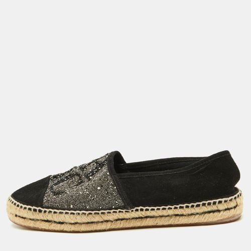 Silver Crystal Embellished Suede Espadrille Flats Size 40 - CH Carolina Herrera - Modalova