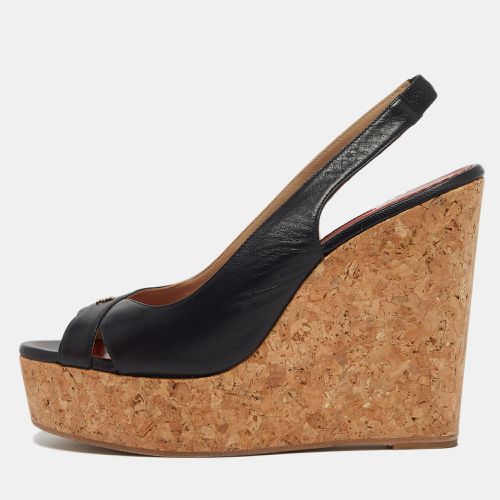 Leather Cork Wedge Slingback Platform Sandals Size 40 - CH Carolina Herrera - Modalova