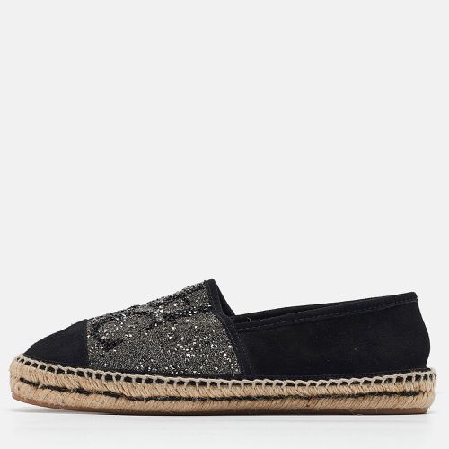 Suede Crystal Embellished Espadrille Flats Size 38 - CH Carolina Herrera - Modalova