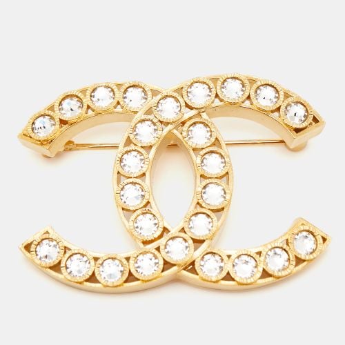 Chanel CC Crystal Gold Tone Brooch - Chanel - Modalova