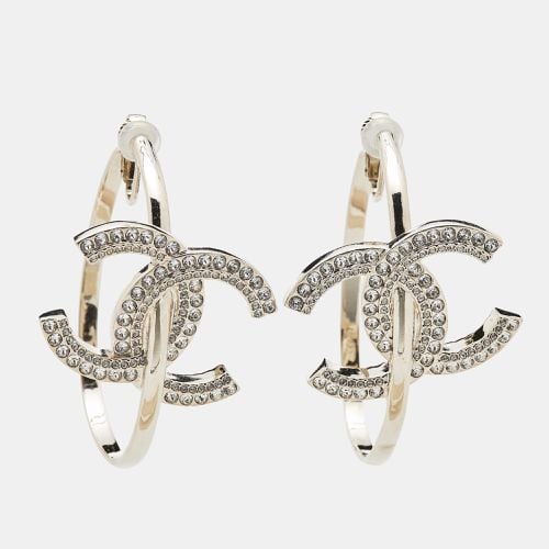 CC Logo Crystal Tone Hoop Earrings - Chanel - Modalova