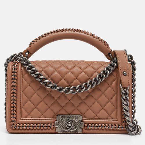 Quilted Leather Medium Chain Around Boy Top Handle Bag - Chanel - Modalova