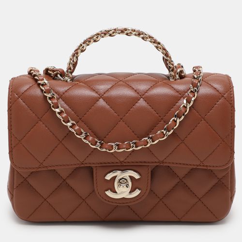 Quilted Leather Mini Crystal Embellished Top Handle Bag - Chanel - Modalova